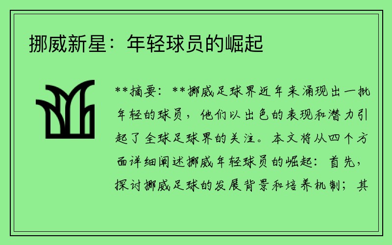 挪威新星：年轻球员的崛起
